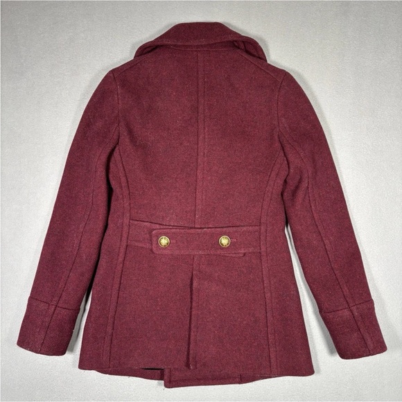 J.CREW Stadium Cloth Nello Gori Peacoat Women's Size 00 Red Wool Double Breasted - Picture 12 of 13
